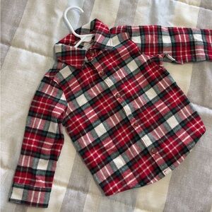 Carter's Red and White Button Down Shirt Classic Plaid